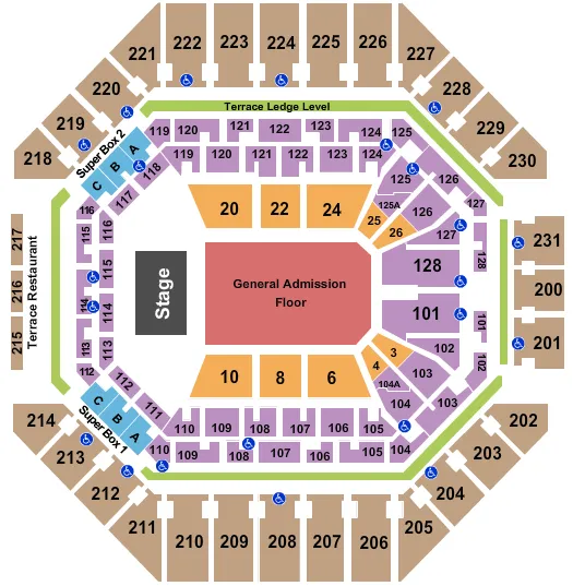  END STAGE WITH GA FLOOR Seating Map Seating Chart