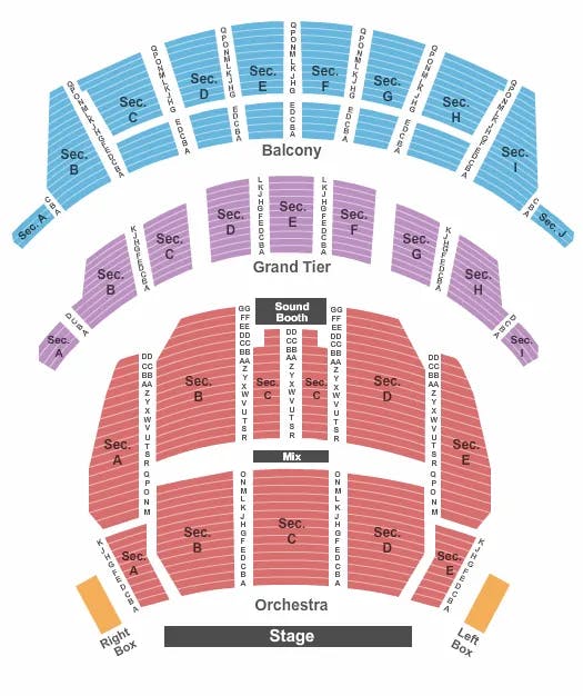 ALTRIA THEATER RICHMOND ENDSTAGE 3 Seating Map Seating Chart