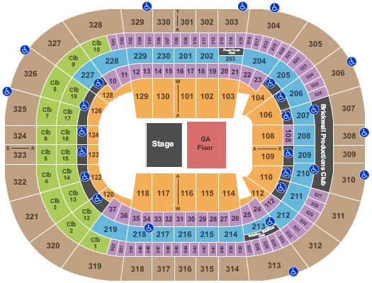  END STAGE GA Seating Map Seating Chart