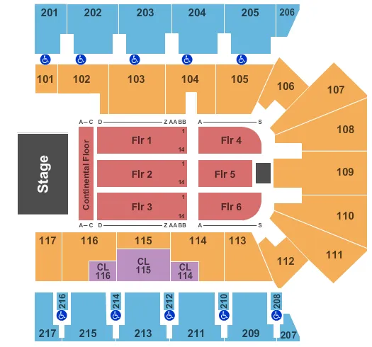  ENDSTAGE CONT FLOOR Seating Map Seating Chart