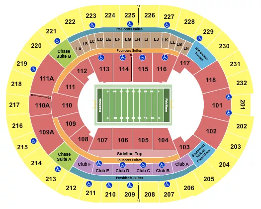  FOOTBALL INDOORS Seating Map Seating Chart