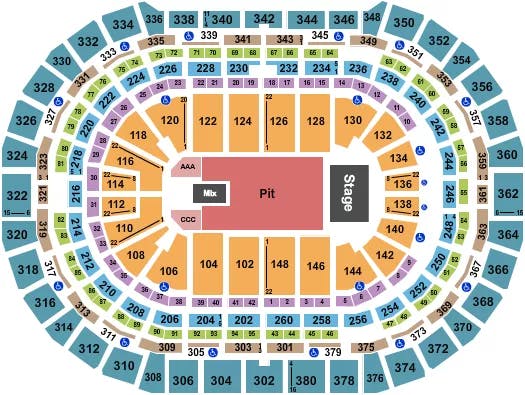  ENDSTAGE GA PIT AAA CCC Seating Map Seating Chart