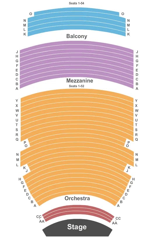 RAISING CANES RIVER CENTER THEATRE ENDSTAGE PIT MEZZ BALC Seating Map Seating Chart