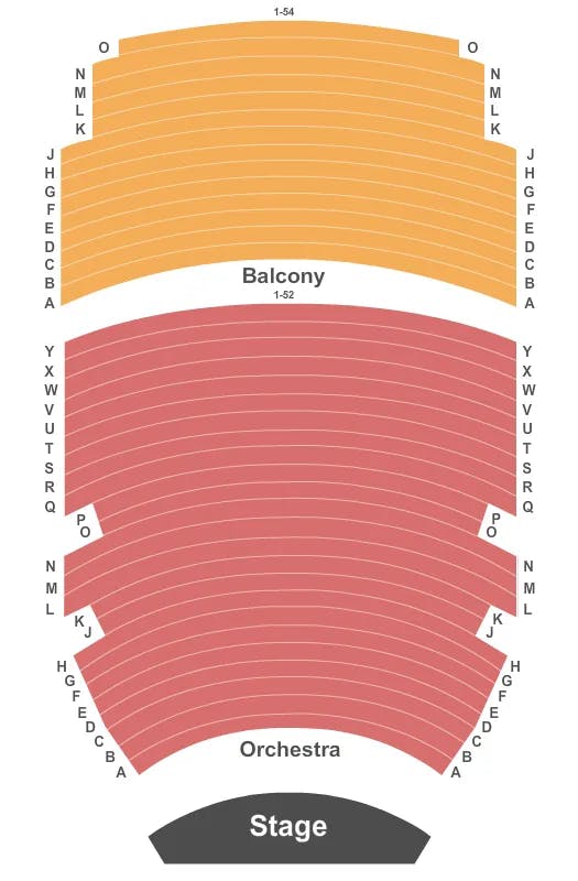 RAISING CANES RIVER CENTER THEATRE END STAGE NO PIT Seating Map Seating Chart