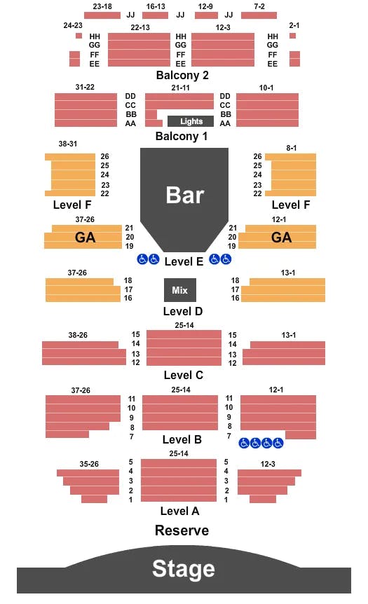  CHRIS ISAAK Seating Map Seating Chart