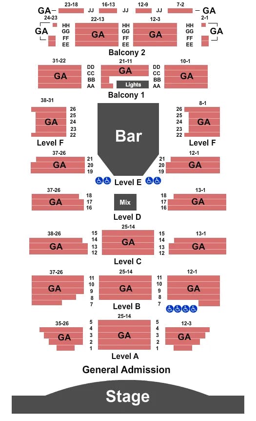  ENDSTAGE GA Seating Map Seating Chart