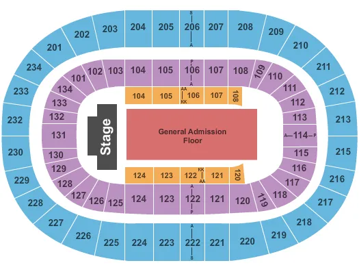  END STAGE GA Seating Map Seating Chart