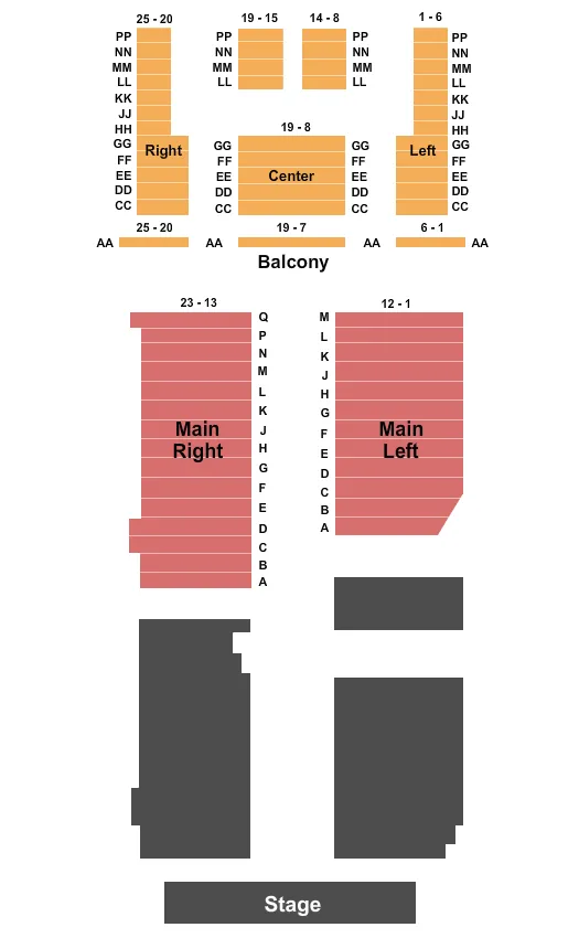  CHIPPENDALES Seating Map Seating Chart
