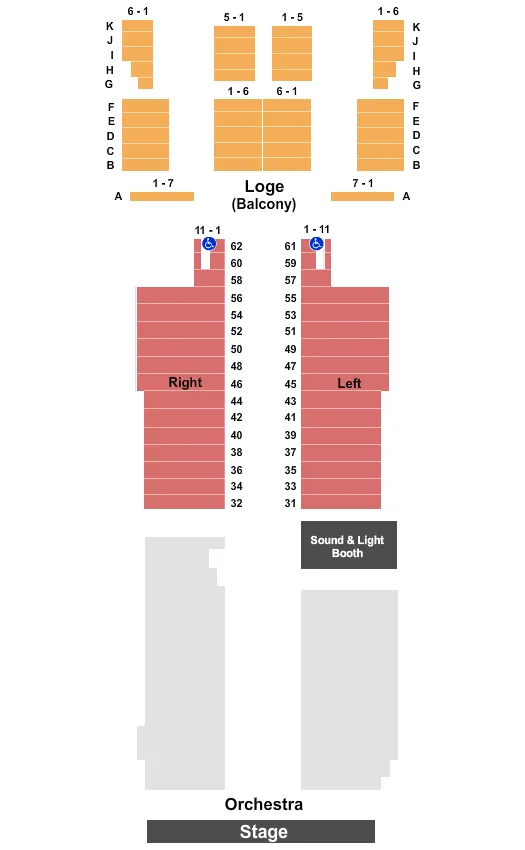  ENDSTAGE HALF ORCH Seating Map Seating Chart