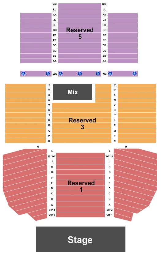 CACHE CREEK CASINO RESORT EVENT CENTER END STAGE Seating Map Seating Chart