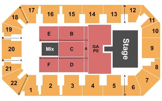  JUSTIN MOORE Seating Map Seating Chart