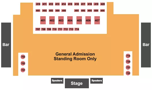 CANYON CLUB AGOURA HILLS GA STANDING TABLES Seating Map Seating Chart