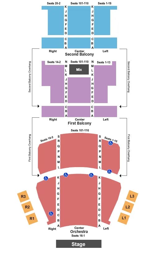 CAROLINA THEATRE DURHAM END STAGE Seating Map Seating Chart