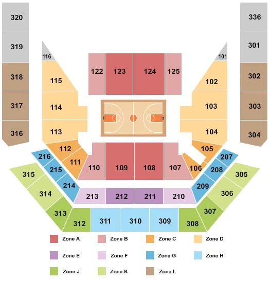  BASKETBALL INT ZONE Seating Map Seating Chart