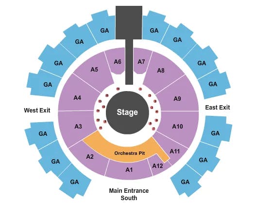 CELEBRITY THEATRE AZ CENTER STAGE RSV GA W TABLES Seating Map Seating Chart