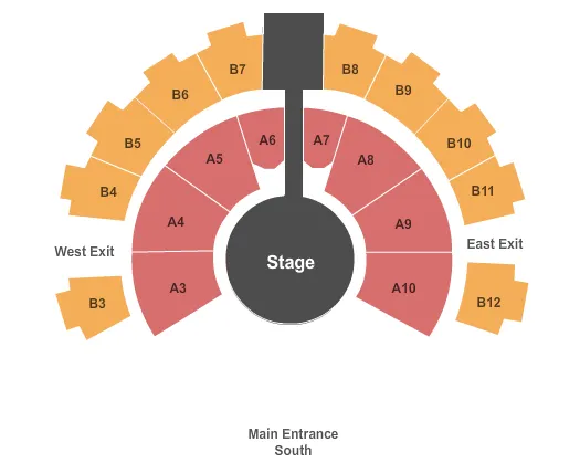 CELEBRITY THEATRE AZ HALF HOUSE A3A10 B3B12 Seating Map Seating Chart