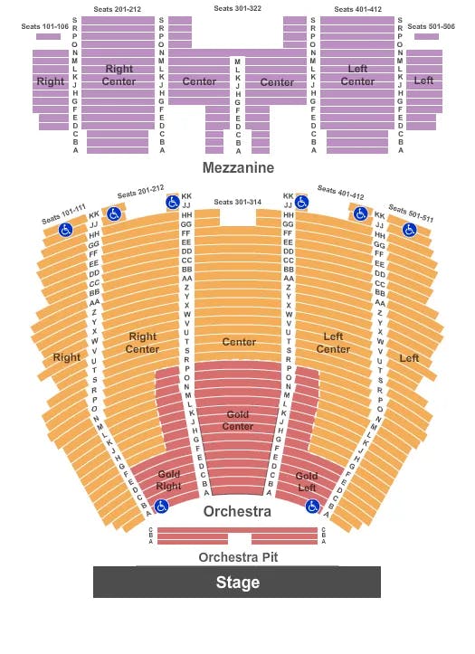 CENTENNIAL HALL AZ END STAGE Seating Map Seating Chart