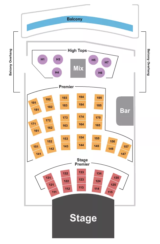 CITY WINERY PITTSBURGH ENDSTAGE 2 Seating Map Seating Chart