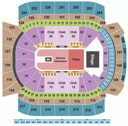  ENDSTAGE FLOOR GA Seating Map Seating Chart