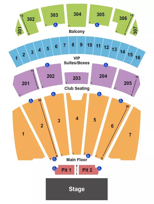  ENDSTAGE RESERVED PIT Seating Map Seating Chart