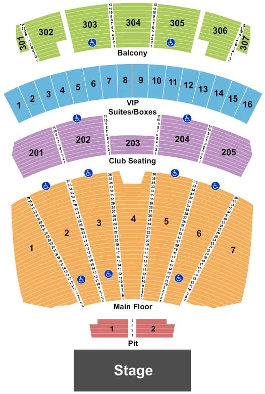  ENDSTAGE ROWS Seating Map Seating Chart