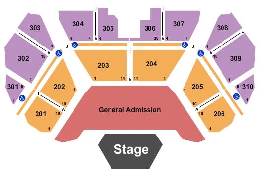 DESERT DIAMOND CASINO SAHUARITA END STAGE GA Seating Map Seating Chart