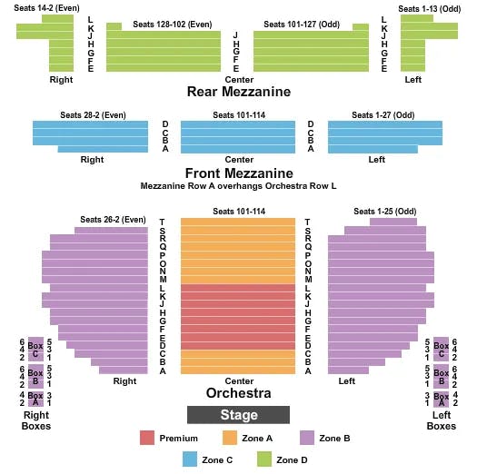 EUGENE ONEILL THEATRE THE BOOK OF MORMON INT ZONE Seating Map Seating Chart