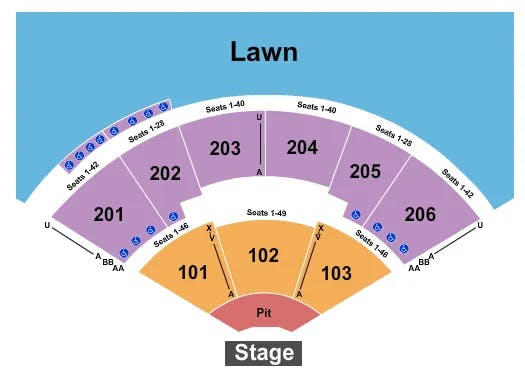  END STAGE PIT Seating Map Seating Chart