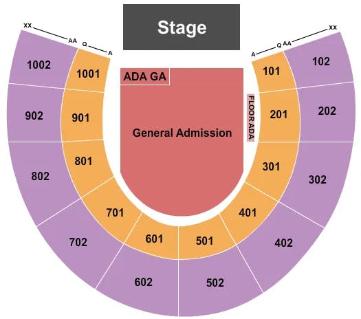  ZACH BRYAN Seating Map Seating Chart