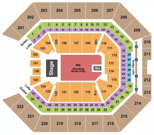  ENDSTAGE PIT FLOOR Seating Map Seating Chart