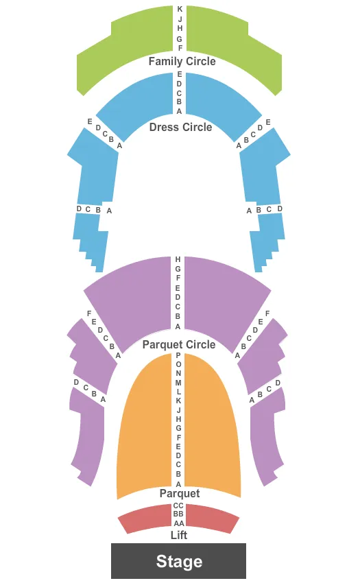 COPELAND HALL AT GRAND OPERA HOUSE DE END STAGE Seating Map Seating Chart