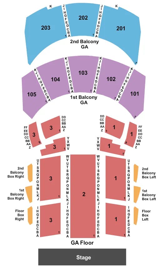  ENDSTAGE GA FLOOR GA BALC Seating Map Seating Chart