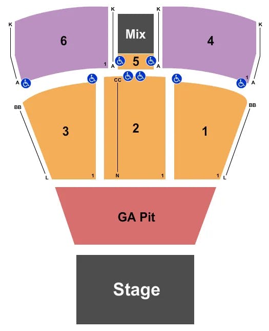 MGM NORTHFIELD PARK CENTER STAGE ENDSTAGE GA PIT Seating Map Seating Chart