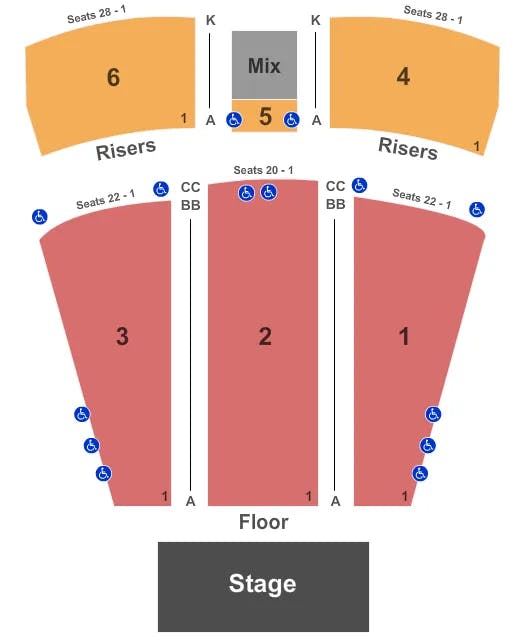 MGM NORTHFIELD PARK CENTER STAGE END STAGE Seating Map Seating Chart