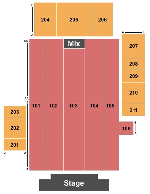 RIO VISTA OUTDOOR AMPHITHEATER AT HARRAHS LAUGHLIN ENDSTAGE 2 Seating Map Seating Chart