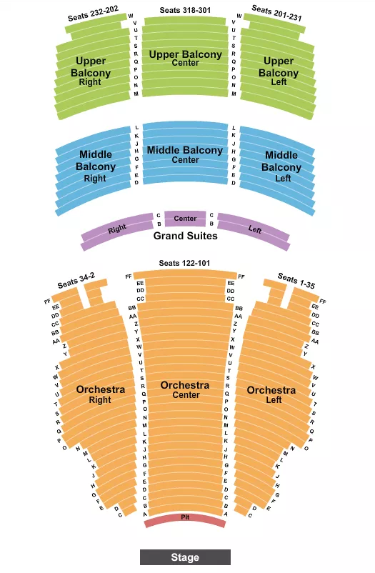 HIPPODROME THEATRE AT THE FRANCE MERRICK PAC ENDSTAGE Seating Map Seating Chart