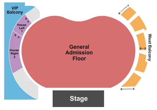  ENDSTAGE GA FLR VIP RSVD BALC Seating Map Seating Chart