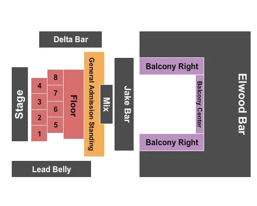 HOUSE OF BLUES NEW ORLEANS BUSTOUT BURLESQUE Seating Map Seating Chart