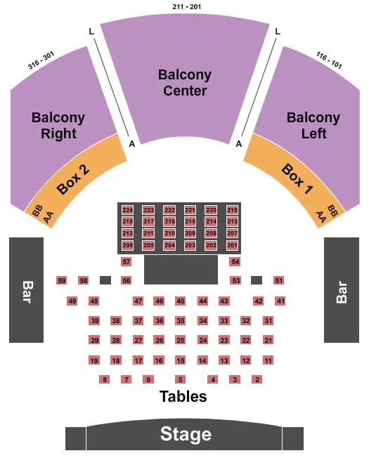 HOUSE OF BLUES DALLAS CABARET Seating Map Seating Chart