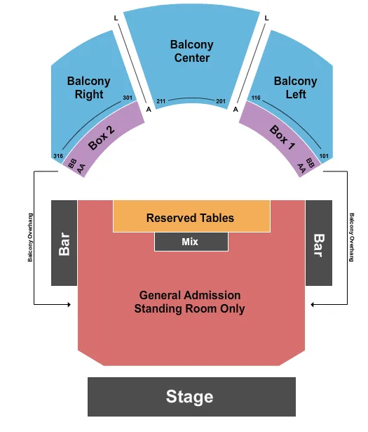 HOUSE OF BLUES DALLAS ENDSTAGE GA FLOOR Seating Map Seating Chart