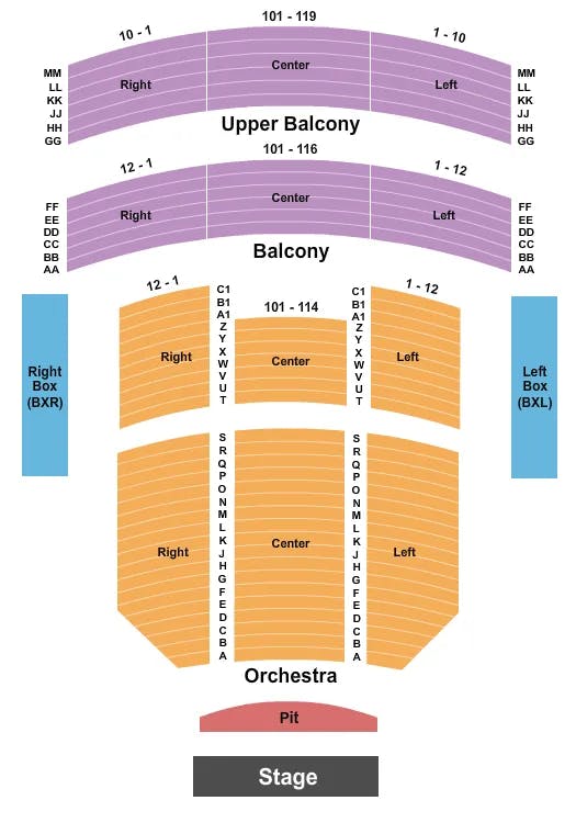  END STAGE Seating Map Seating Chart