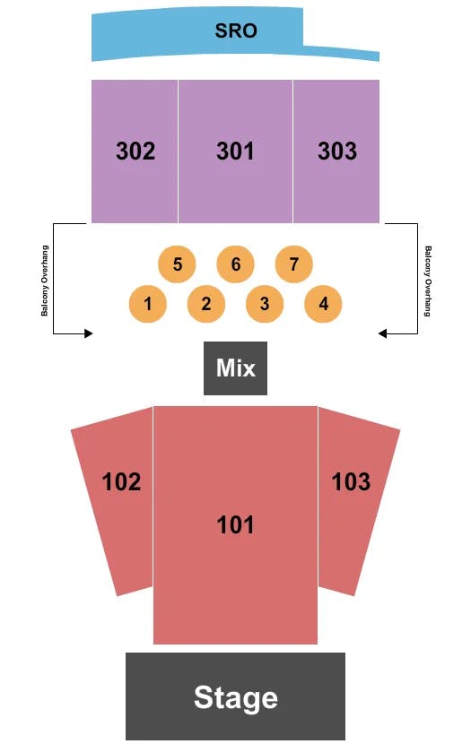 JEFFERSON THEATER VA END STAGE Seating Map Seating Chart