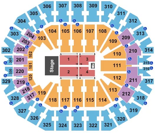 KFC YUM CENTER ENDSTAGE 3 Seating Map Seating Chart