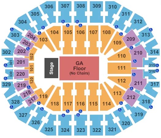 KFC YUM CENTER ENDSTAGE GA FLOOR Seating Map Seating Chart