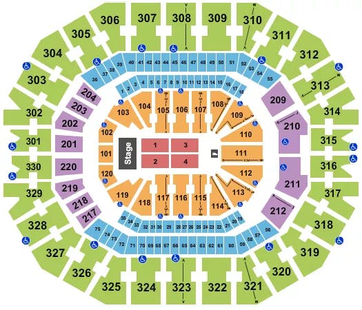 KFC YUM CENTER ENDSTAGE 5 Seating Map Seating Chart