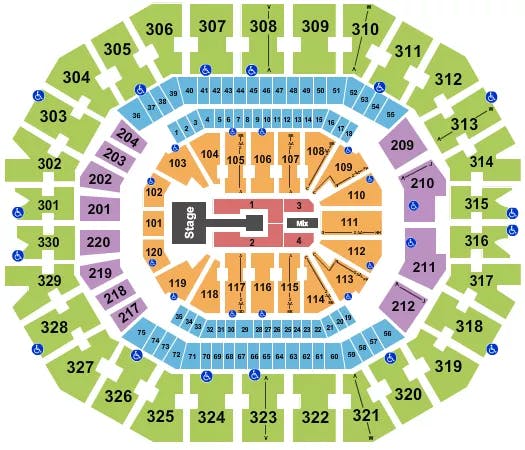 KFC YUM CENTER ENDSTAGE CATWALK Seating Map Seating Chart