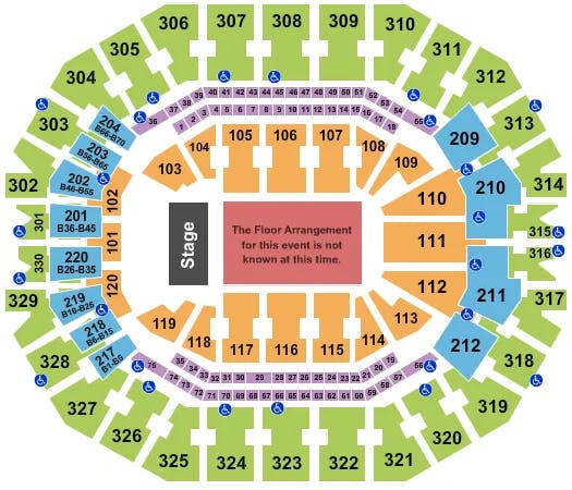 KFC YUM CENTER GENERIC FLOOR Seating Map Seating Chart