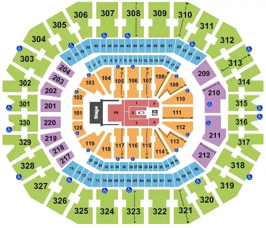 KFC YUM CENTER GRETA VAN FLEET Seating Map Seating Chart