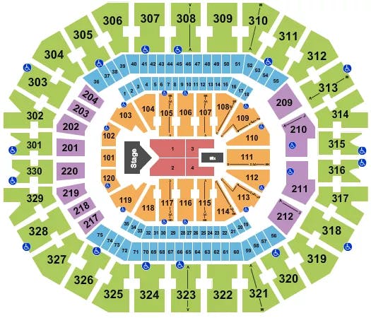 KFC YUM CENTER JELLY ROLL Seating Map Seating Chart