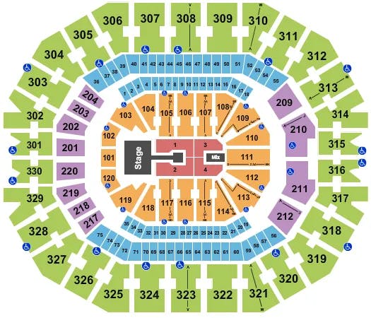 KFC YUM CENTER PINK Seating Map Seating Chart